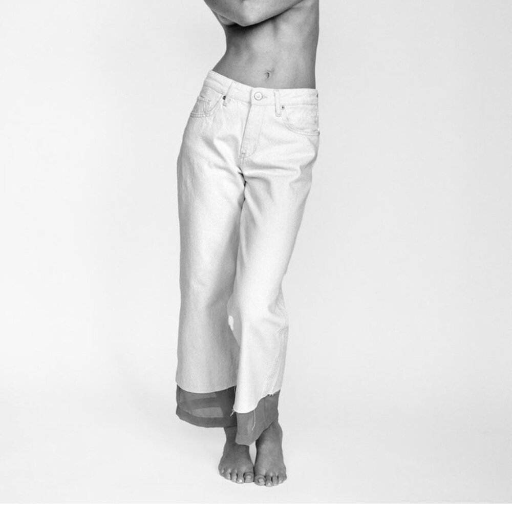 Mid waist organza jeans